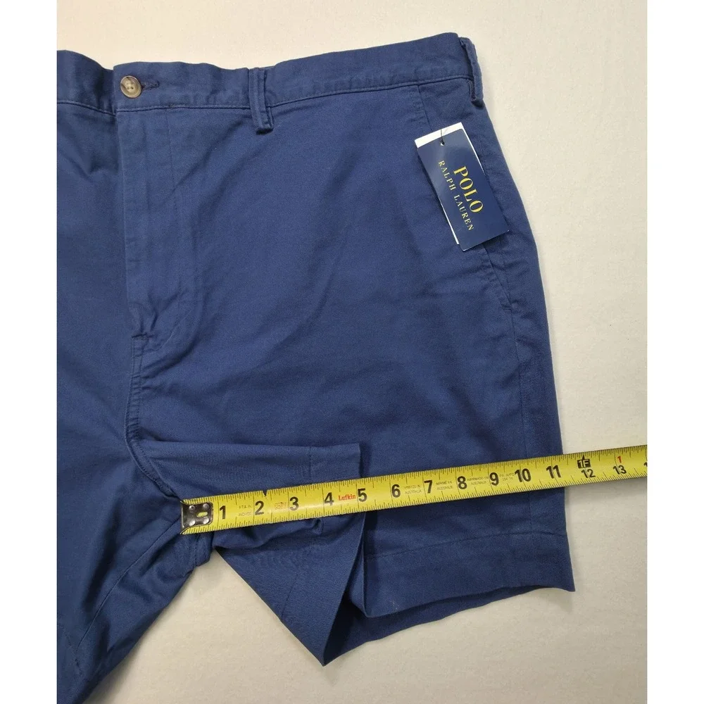 New Polo Ralph Lauren Shorts Mens 42 Blue Stretch Cotton‎ Twill Flat Front